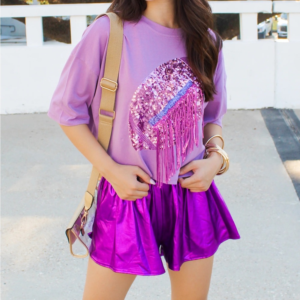 Game Day Purple Sequin Football Tee